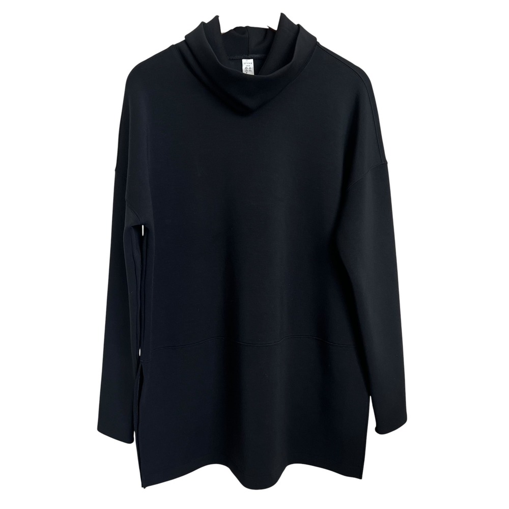 Spanx AirEssentials Black Turtleneck Tunic Pullover Sweater L Loungewear Travel